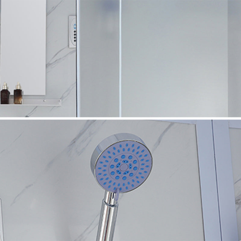 Frosted Tempered Glass Shower Kit with Ceiling and Back Wall Panel