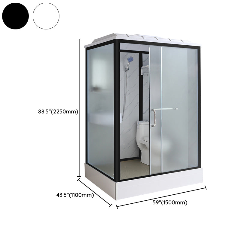 Frosted Tempered Glass Shower Kit with Ceiling and Back Wall Panel