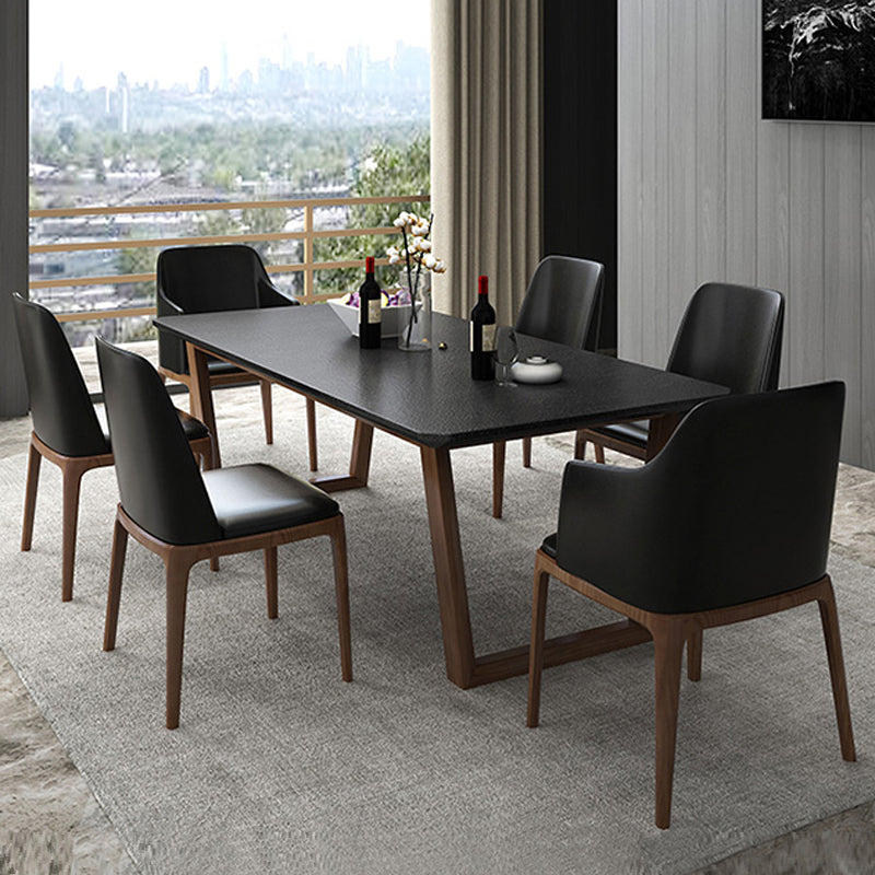 Industrial Stone Kitchen Dinner Table Rectangle Sled Base Dining Table