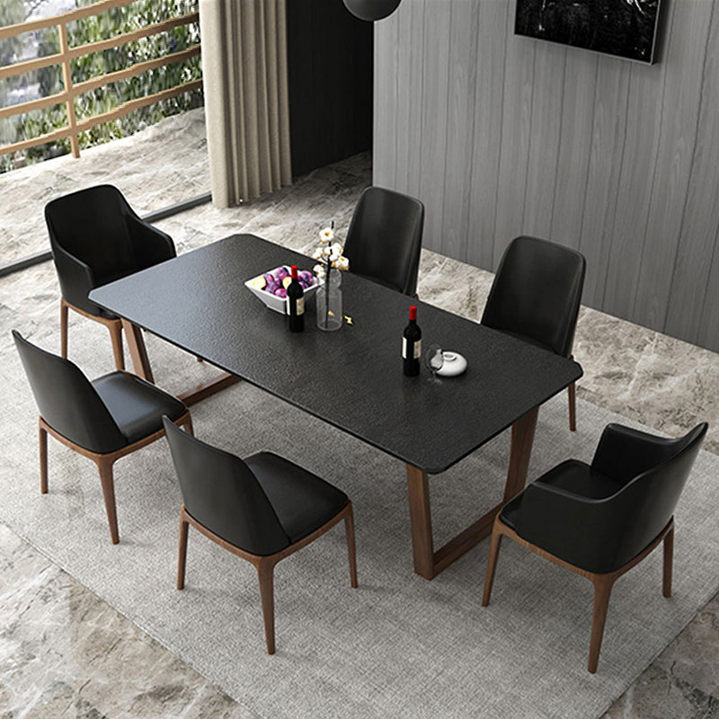 Industrial Stone Kitchen Dinner Table Rectangle Sled Base Dining Table
