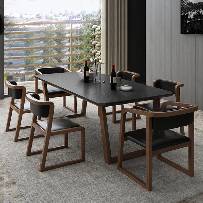 Industrial Stone Kitchen Dinner Table Rectangle Sled Base Dining Table