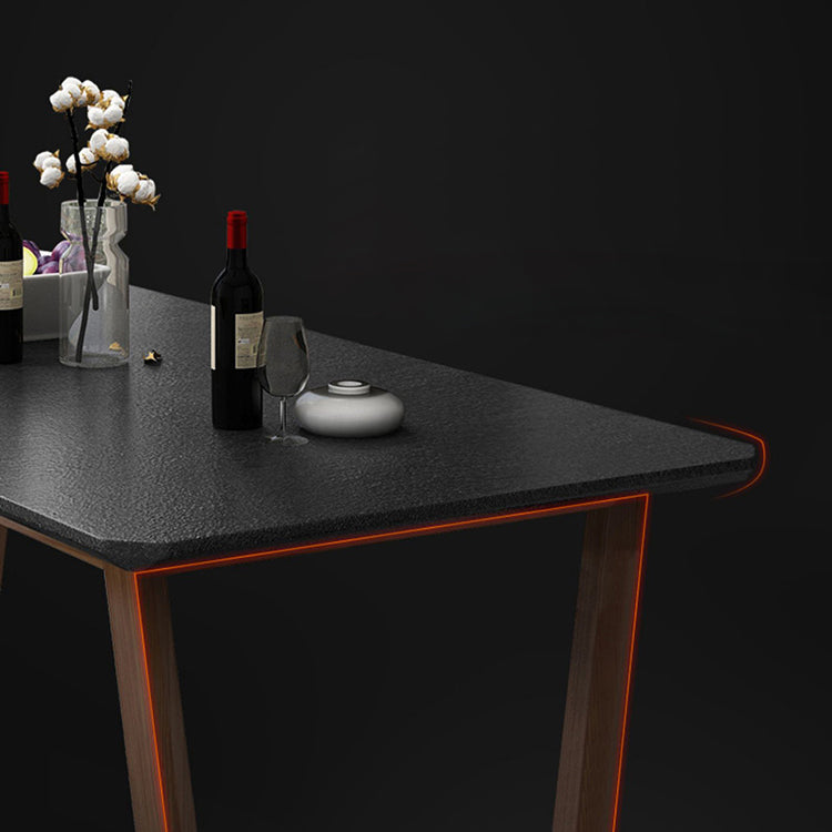 Industrial Stone Kitchen Dinner Table Rectangle Sled Base Dining Table