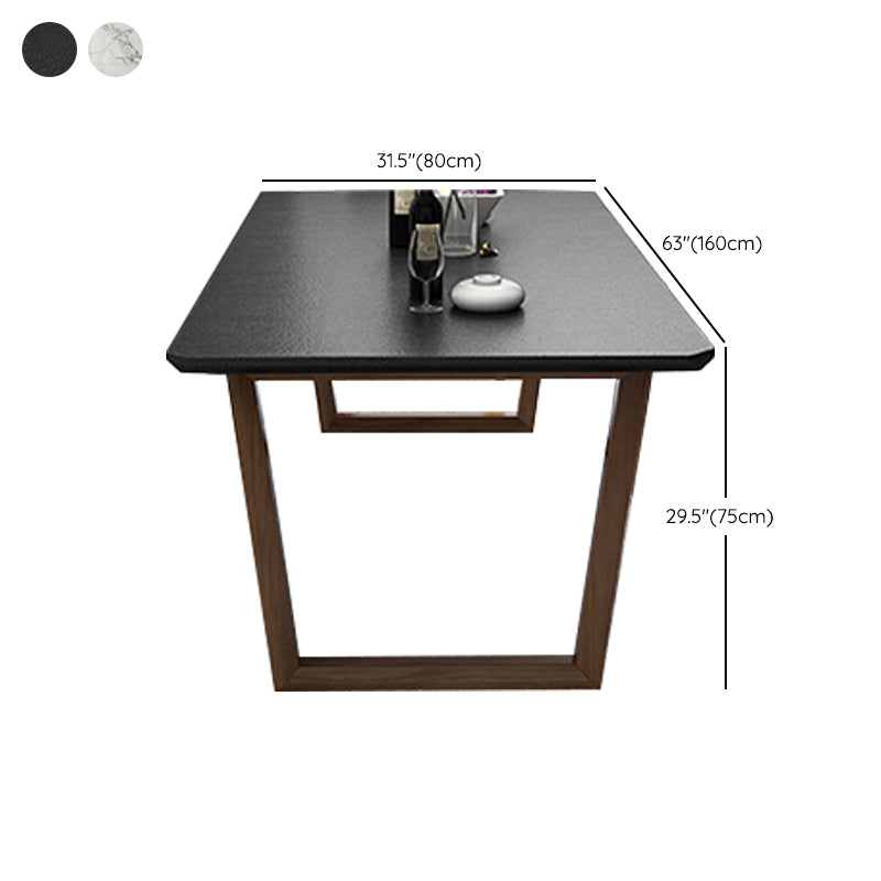 Industrial Stone Kitchen Dinner Table Rectangle Sled Base Dining Table