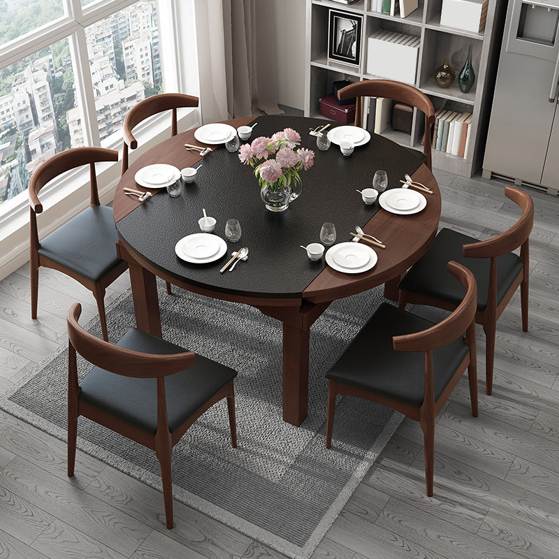 Contemporary Kitchen Dinner Table Extendable Wood Dining Table