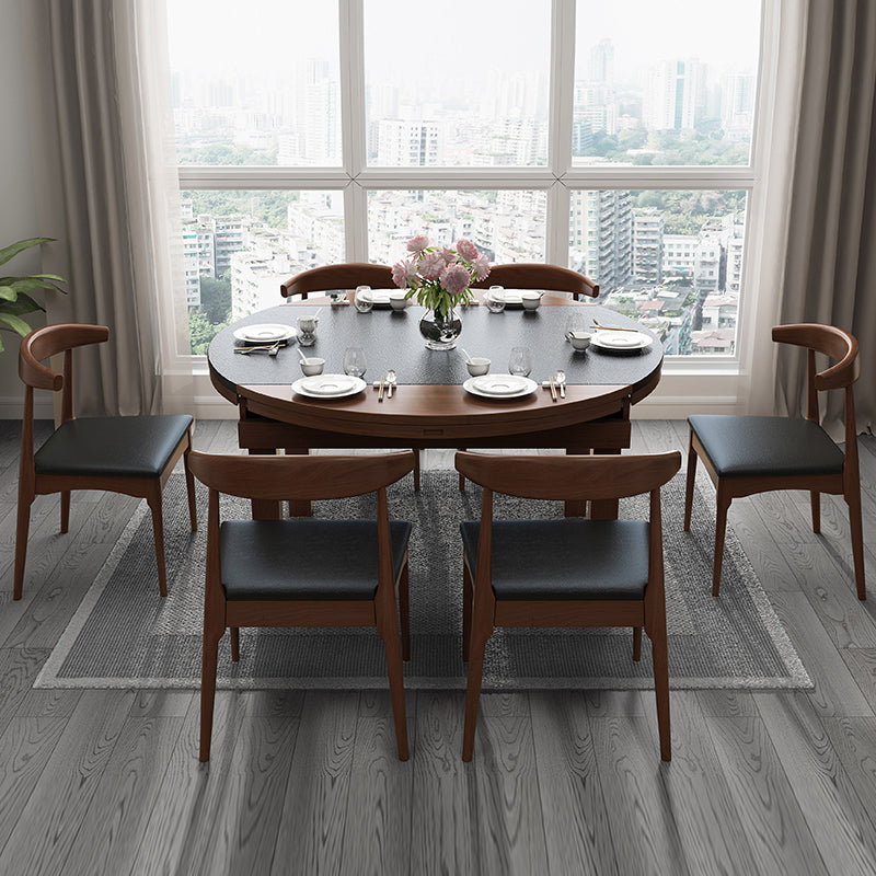Contemporary Kitchen Dinner Table Extendable Wood Dining Table