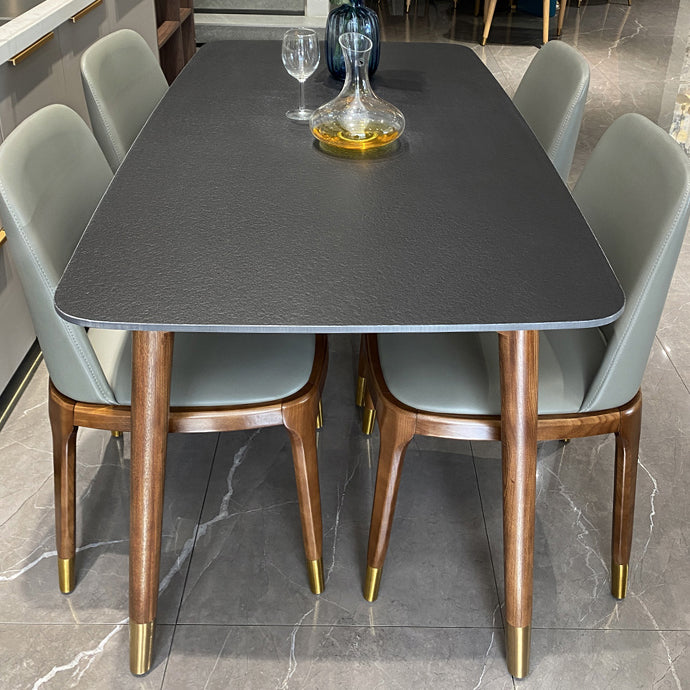 Contemporary Kitchen Dinner Table Rectangle Wood Base Dining Table