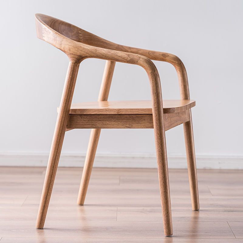 Contemporary Kitchen Dining Arm Chair Open Back Rubberwood Chair