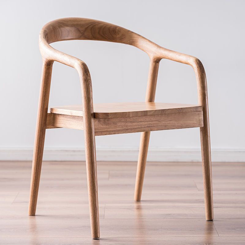 Contemporary Kitchen Dining Arm Chair Open Back Rubberwood Chair