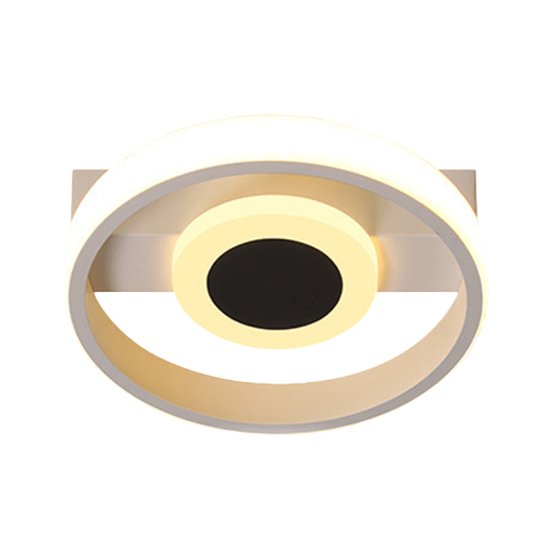 Einfache LED-Unterputzleuchte Weiß Halo Flush Deckenlampe mit Acrylschirm in Warm/Weißes Licht