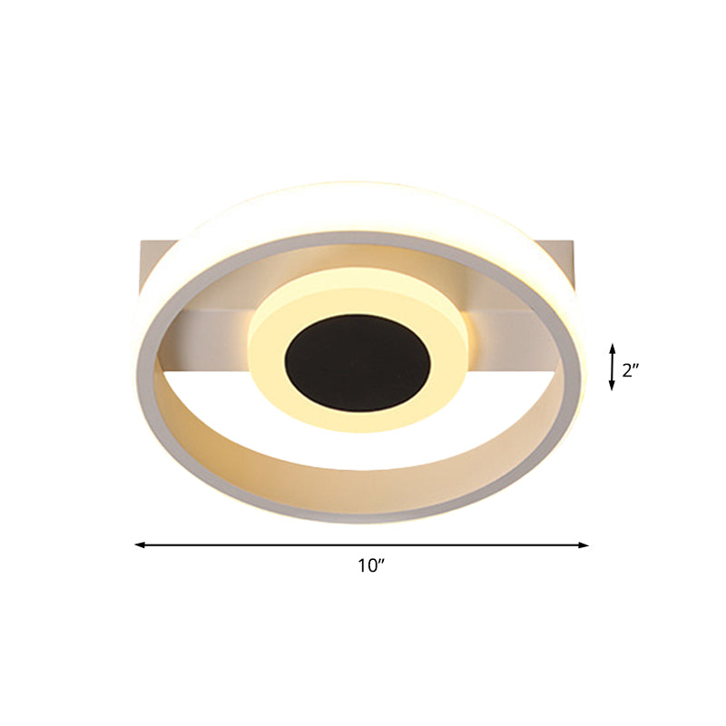 Einfache LED-Unterputzleuchte Weiß Halo Flush Deckenlampe mit Acrylschirm in Warm/Weißes Licht