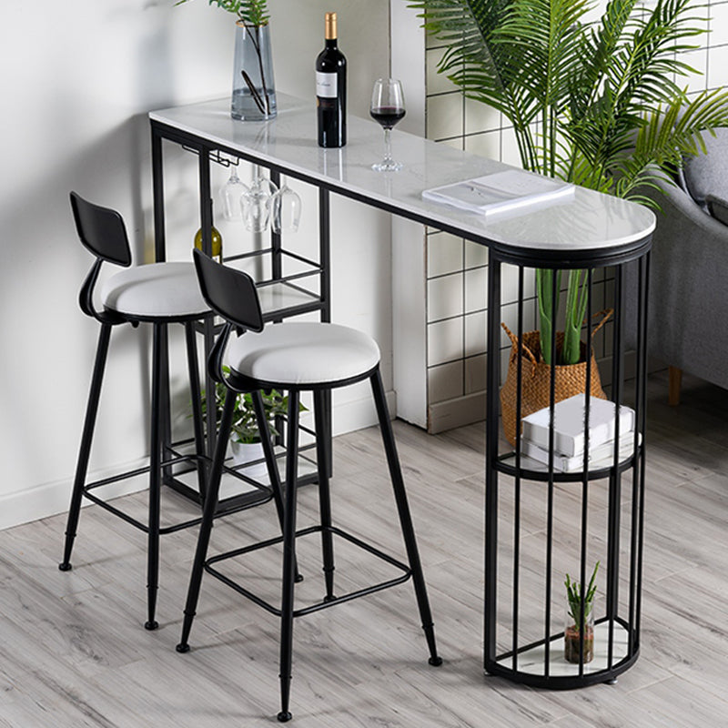 Marble Bar Table Double Pedestal Dining Table for Kitchen Living Room