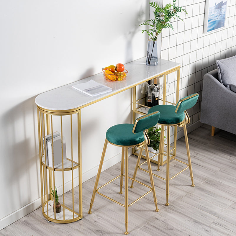 Marble Bar Table Double Pedestal Dining Table for Kitchen Living Room