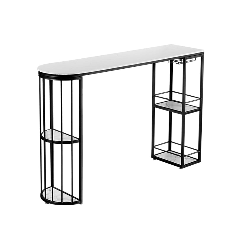 Marble Bar Table Double Pedestal Dining Table for Kitchen Living Room