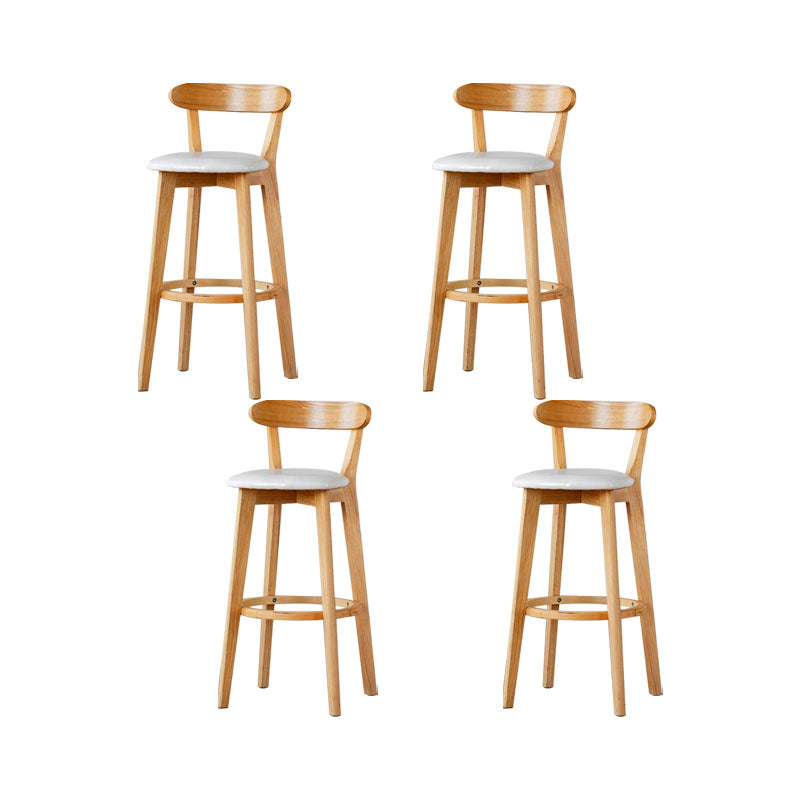 Nordic Solid Wood Bar Stools Upholstered  Indoor Bar Stool with Natural Base