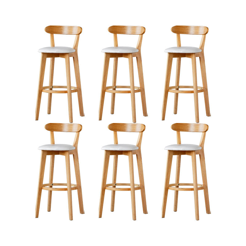Nordic Solid Wood Bar Stools Upholstered  Indoor Bar Stool with Natural Base