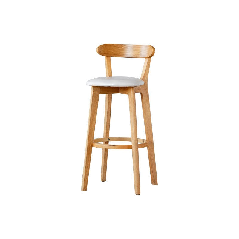 Nordic Solid Wood Bar Stools Upholstered  Indoor Bar Stool with Natural Base