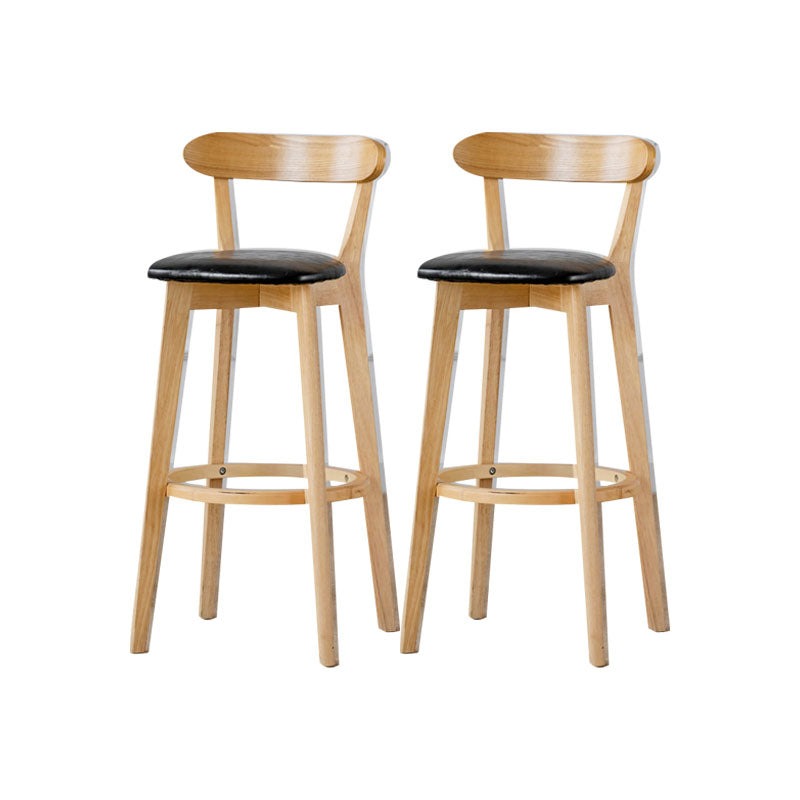 Nordic Solid Wood Bar Stools Upholstered  Indoor Bar Stool with Natural Base