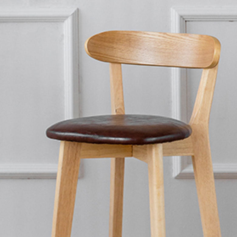 Nordic Solid Wood Bar Stools Upholstered  Indoor Bar Stool with Natural Base
