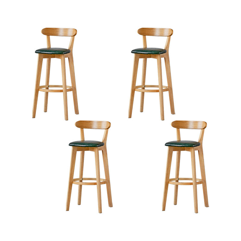 Nordic Solid Wood Bar Stools Upholstered  Indoor Bar Stool with Natural Base