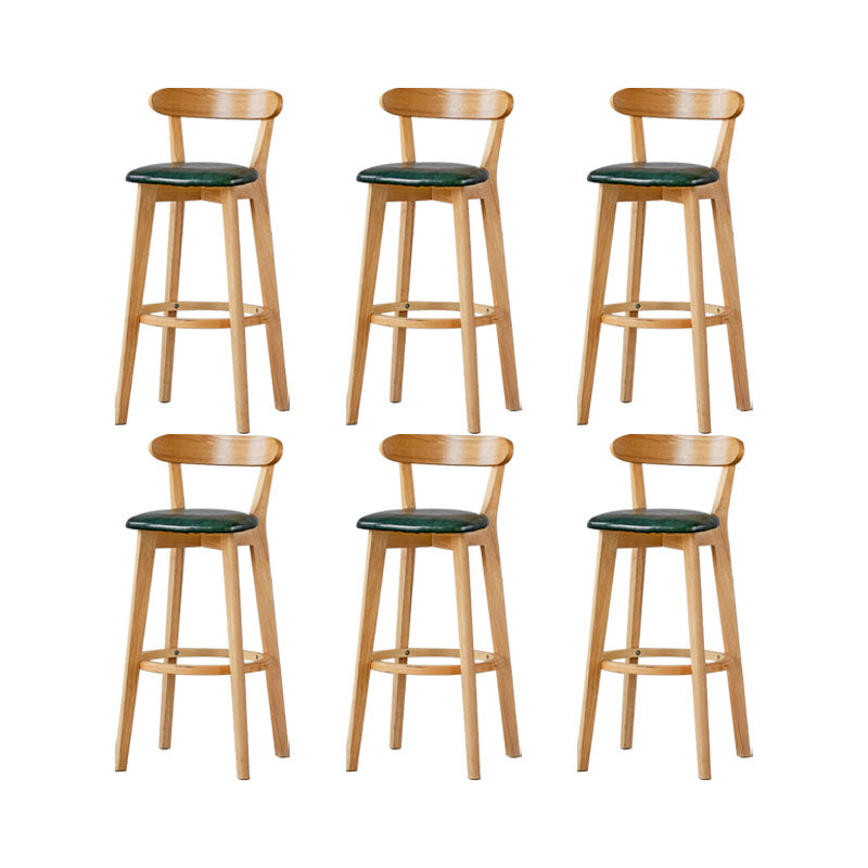 Nordic Solid Wood Bar Stools Upholstered  Indoor Bar Stool with Natural Base