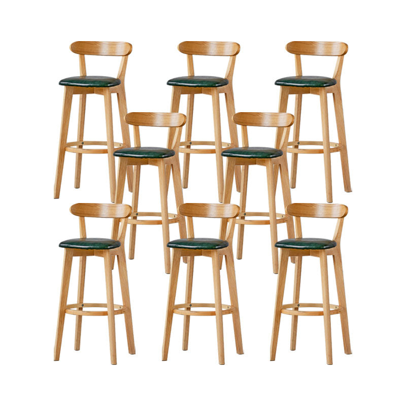 Nordic Solid Wood Bar Stools Upholstered  Indoor Bar Stool with Natural Base