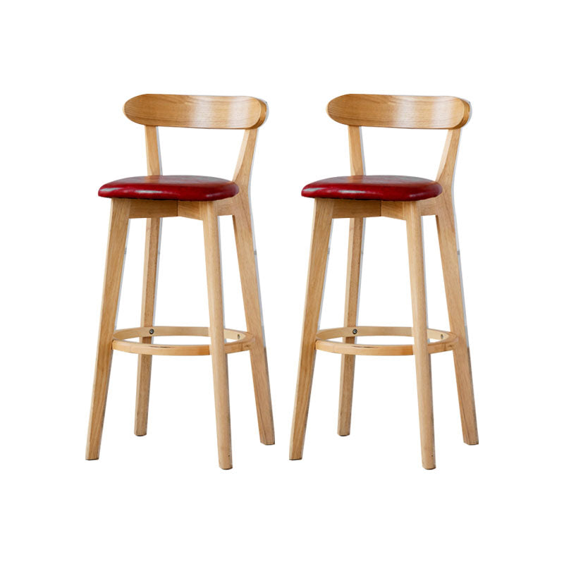 Nordic Solid Wood Bar Stools Upholstered  Indoor Bar Stool with Natural Base