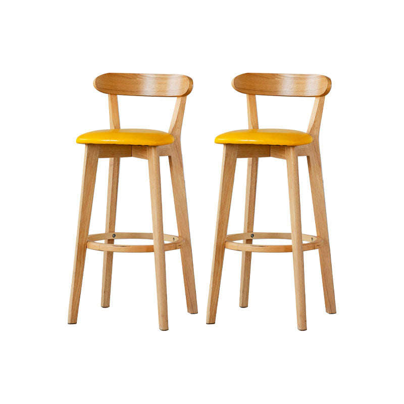 Nordic Solid Wood Bar Stools Upholstered  Indoor Bar Stool with Natural Base