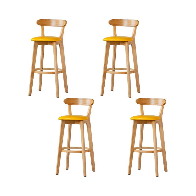 Nordic Solid Wood Bar Stools Upholstered  Indoor Bar Stool with Natural Base