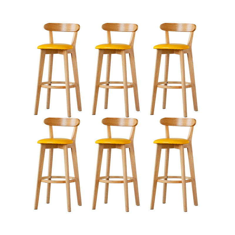 Nordic Solid Wood Bar Stools Upholstered  Indoor Bar Stool with Natural Base