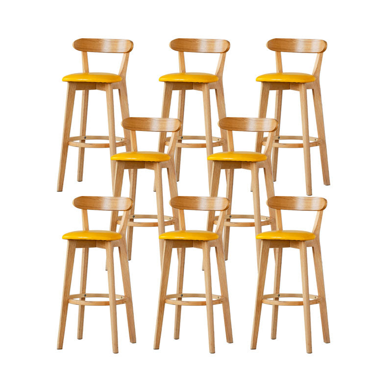 Nordic Solid Wood Bar Stools Upholstered  Indoor Bar Stool with Natural Base