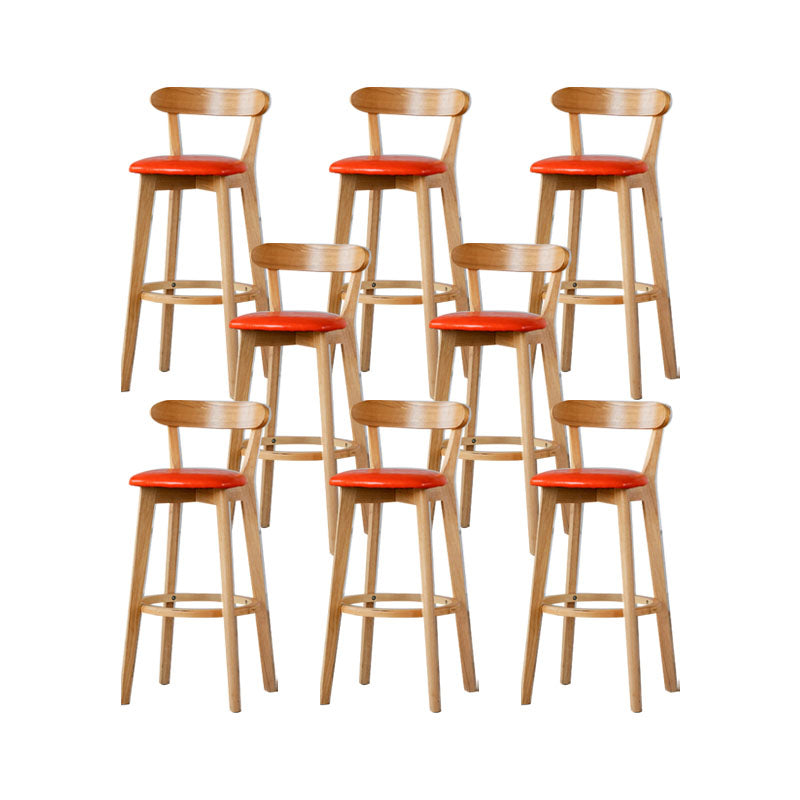 Nordic Solid Wood Bar Stools Upholstered  Indoor Bar Stool with Natural Base