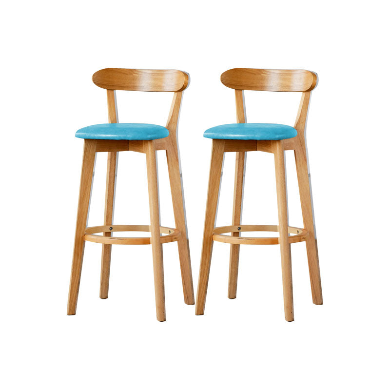 Nordic Solid Wood Bar Stools Upholstered  Indoor Bar Stool with Natural Base