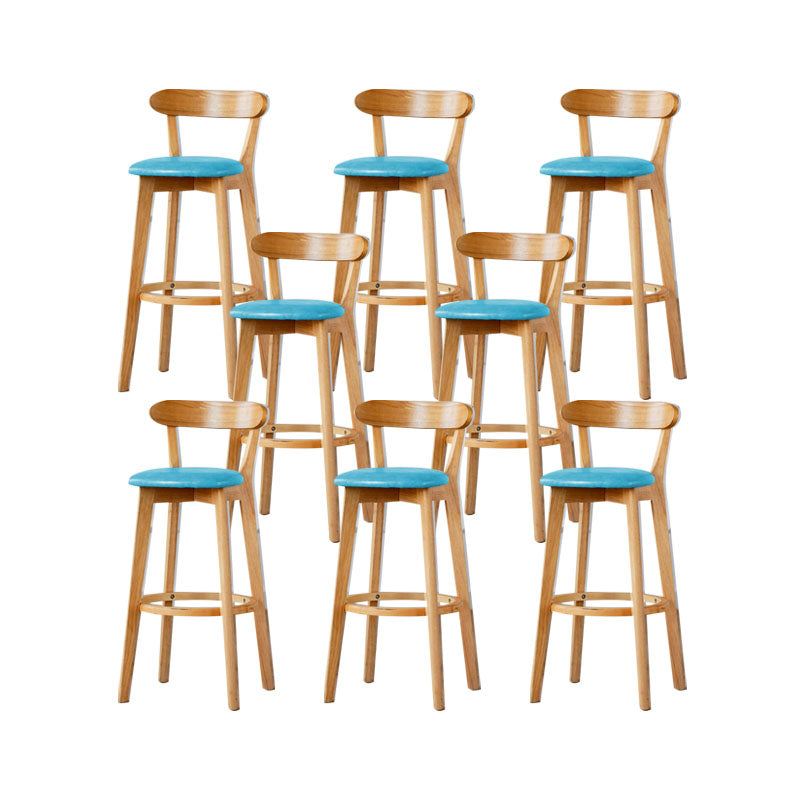 Nordic Solid Wood Bar Stools Upholstered  Indoor Bar Stool with Natural Base