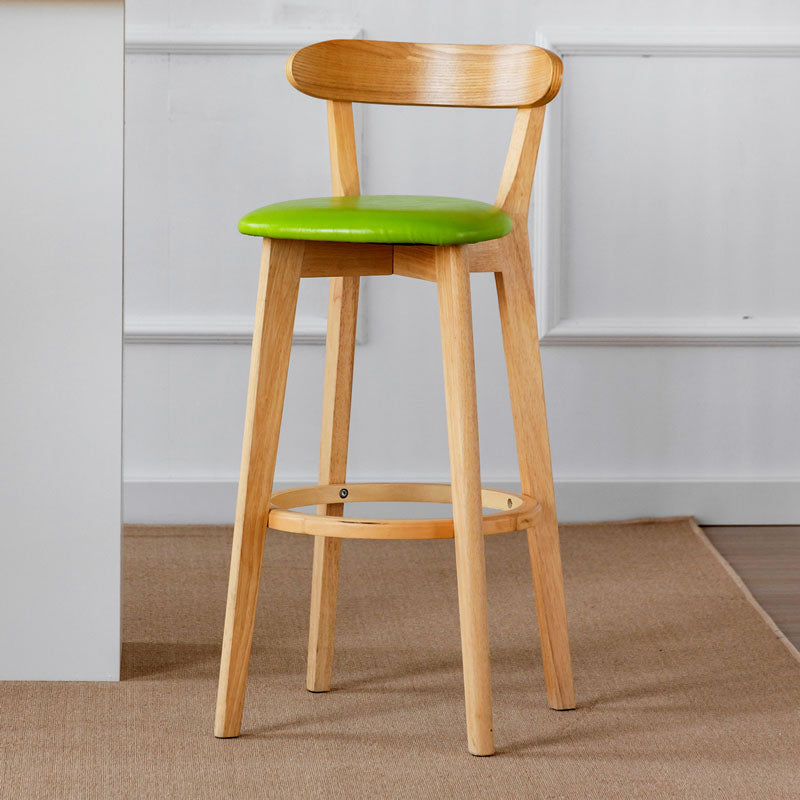 Nordic Solid Wood Bar Stools Upholstered  Indoor Bar Stool with Natural Base