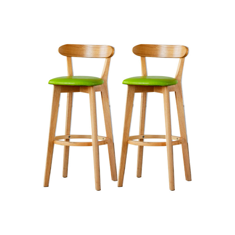 Nordic Solid Wood Bar Stools Upholstered  Indoor Bar Stool with Natural Base