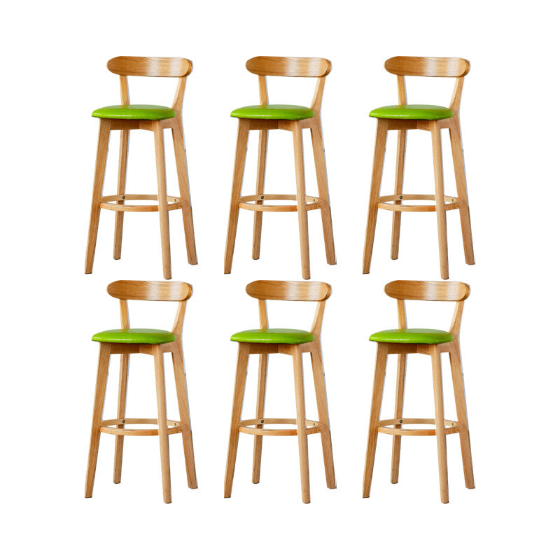 Nordic Solid Wood Bar Stools Upholstered  Indoor Bar Stool with Natural Base