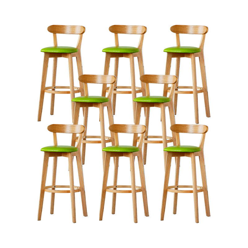 Nordic Solid Wood Bar Stools Upholstered  Indoor Bar Stool with Natural Base