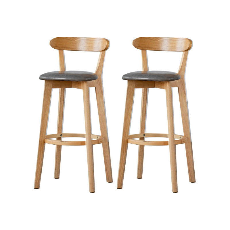 Nordic Solid Wood Bar Stools Upholstered  Indoor Bar Stool with Natural Base