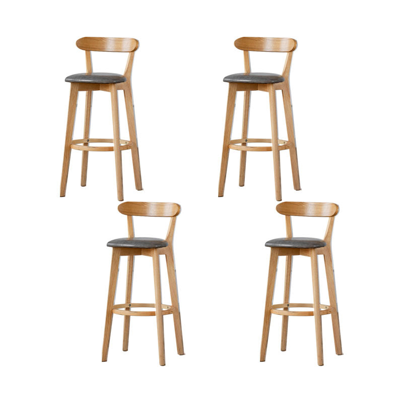 Nordic Solid Wood Bar Stools Upholstered  Indoor Bar Stool with Natural Base