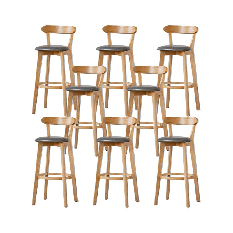 Nordic Solid Wood Bar Stools Upholstered  Indoor Bar Stool with Natural Base
