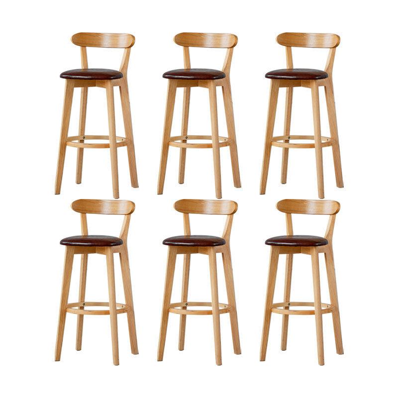 Nordic Solid Wood Bar Stools Upholstered  Indoor Bar Stool with Natural Base