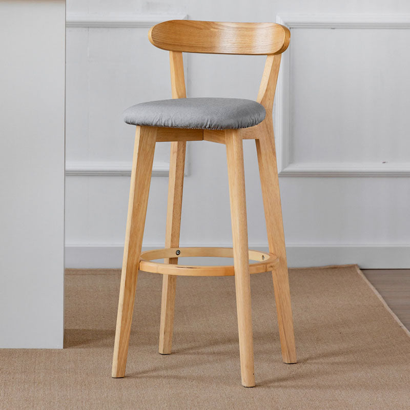 Nordic Solid Wood Bar Stools Upholstered  Indoor Bar Stool with Natural Base