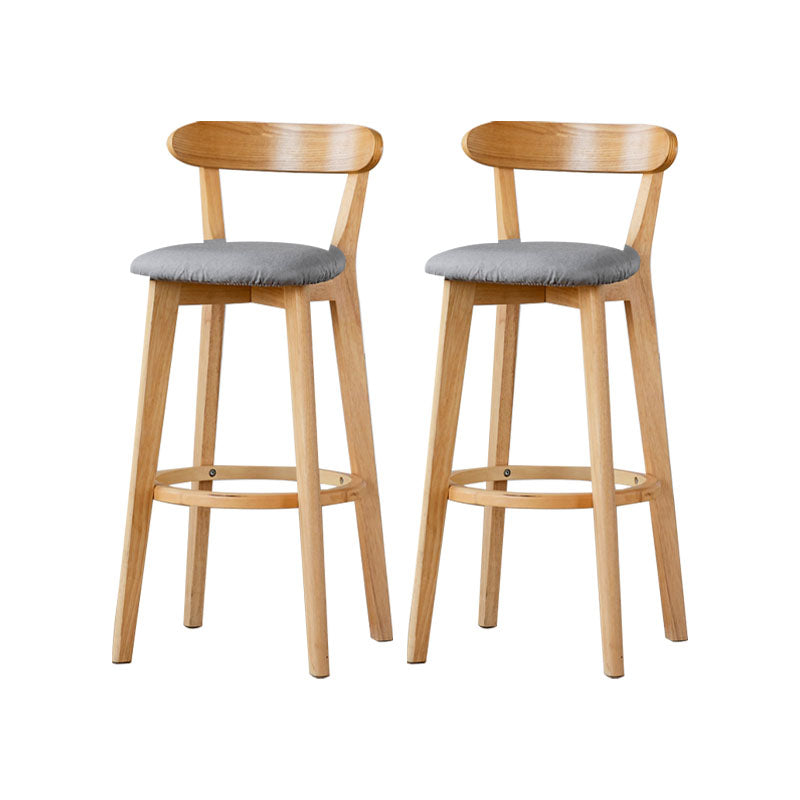 Nordic Solid Wood Bar Stools Upholstered  Indoor Bar Stool with Natural Base