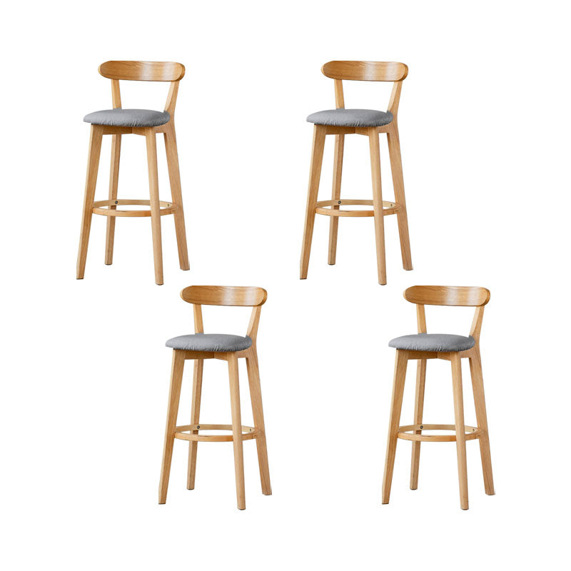 Nordic Solid Wood Bar Stools Upholstered  Indoor Bar Stool with Natural Base