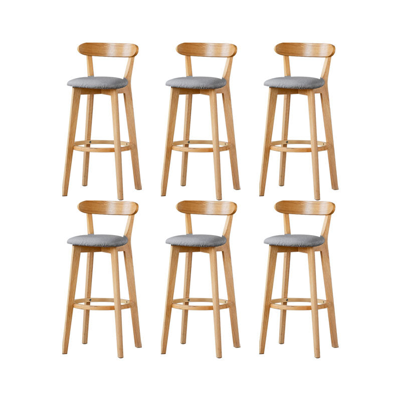Nordic Solid Wood Bar Stools Upholstered  Indoor Bar Stool with Natural Base