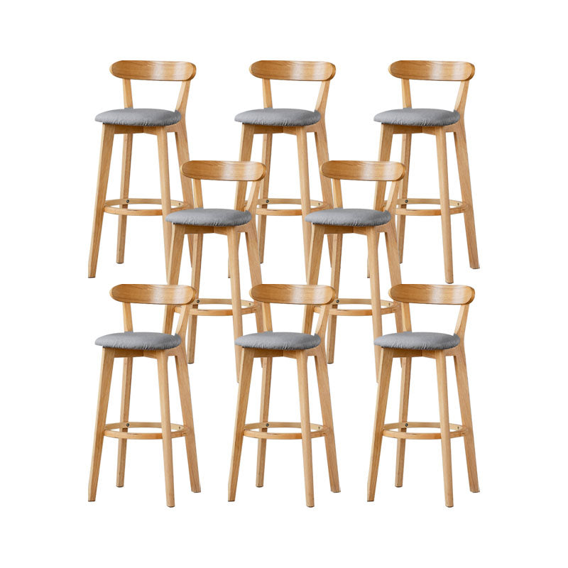 Nordic Solid Wood Bar Stools Upholstered  Indoor Bar Stool with Natural Base