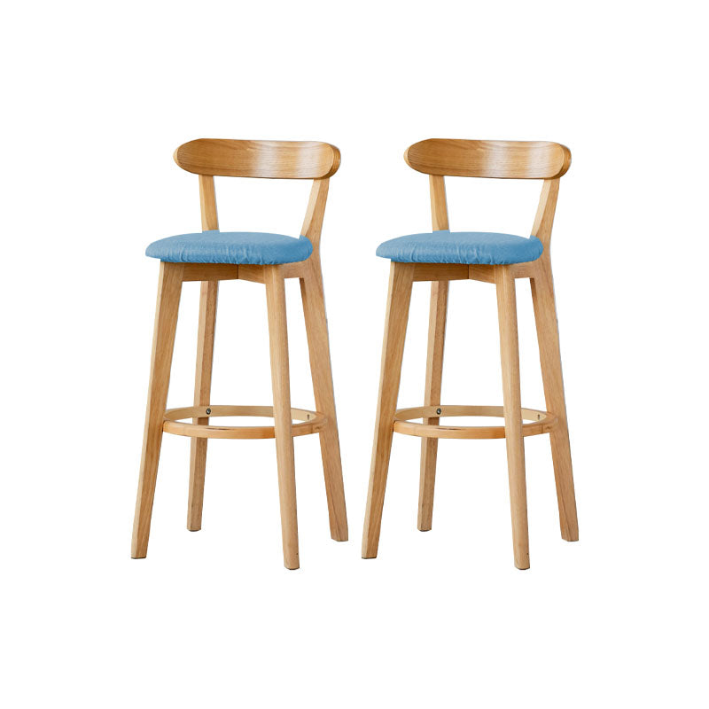 Nordic Solid Wood Bar Stools Upholstered  Indoor Bar Stool with Natural Base