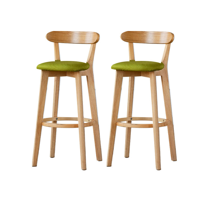 Nordic Solid Wood Bar Stools Upholstered  Indoor Bar Stool with Natural Base