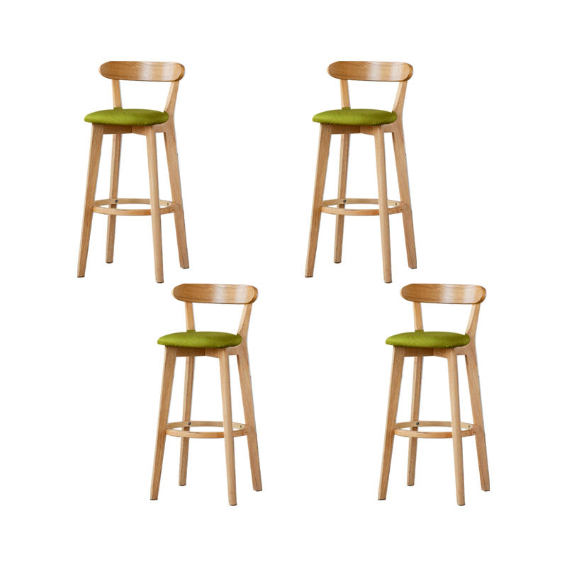Nordic Solid Wood Bar Stools Upholstered  Indoor Bar Stool with Natural Base
