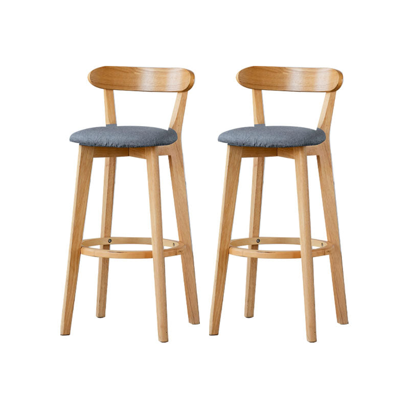 Nordic Solid Wood Bar Stools Upholstered  Indoor Bar Stool with Natural Base
